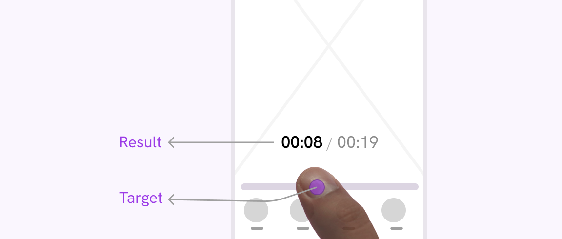 A mimic of a Tiktok UI where the user want to move the video progress, when they do so, the UI shows the time above their finger.